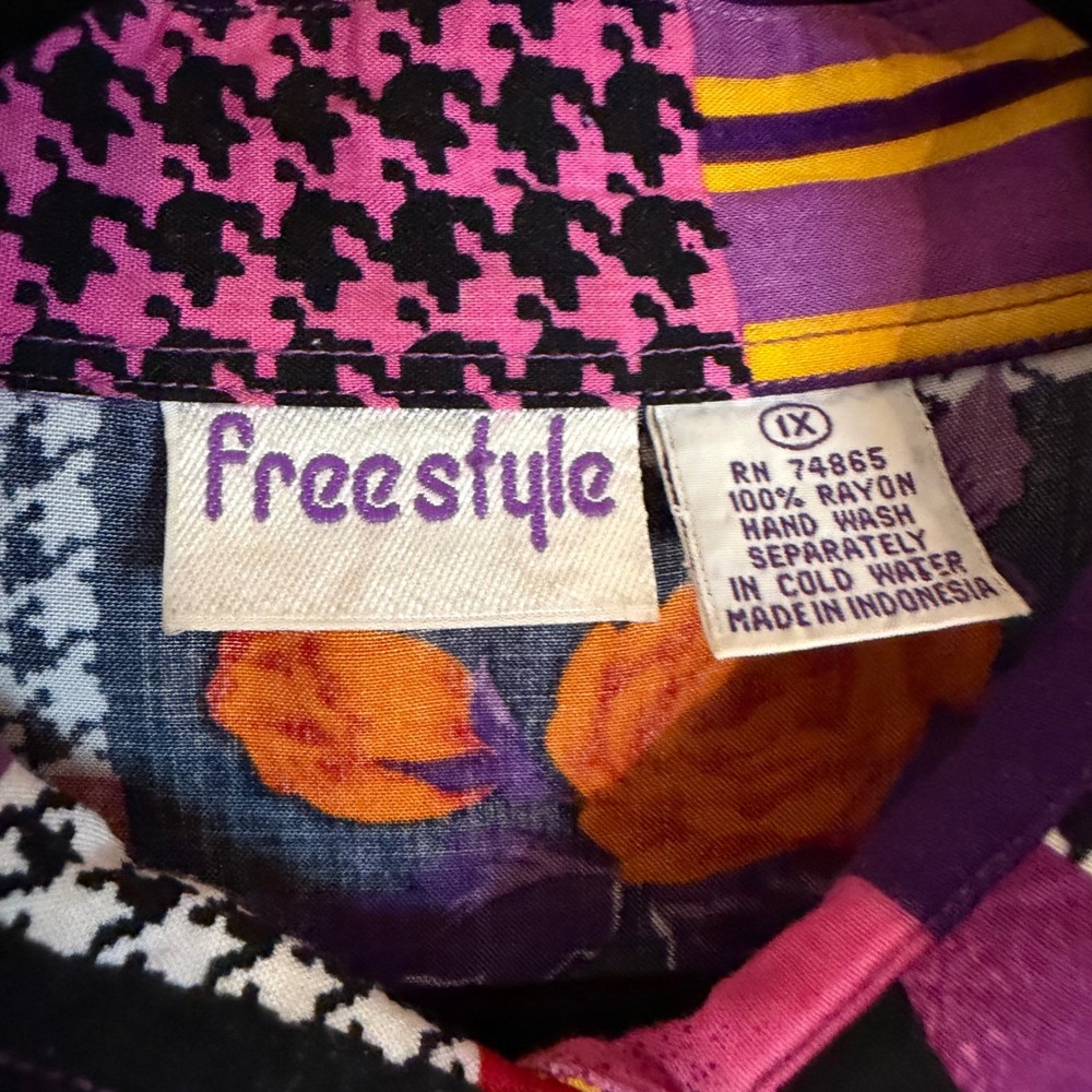 Freestyle Vintage Patchwork Floral Houndstooth Mi… - image 9